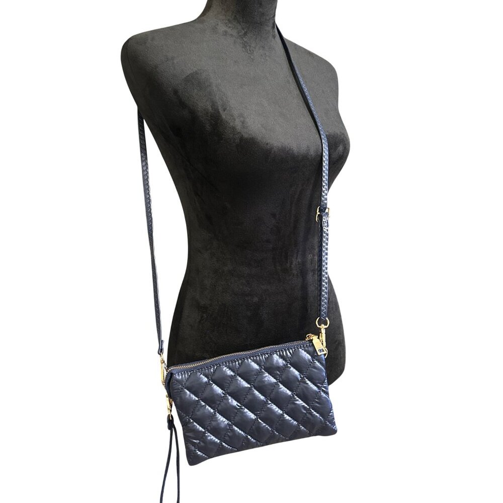 Jen & Co Quilted Navy Crossbody Purse With Adjustable Strap & Gold Hardware Comp